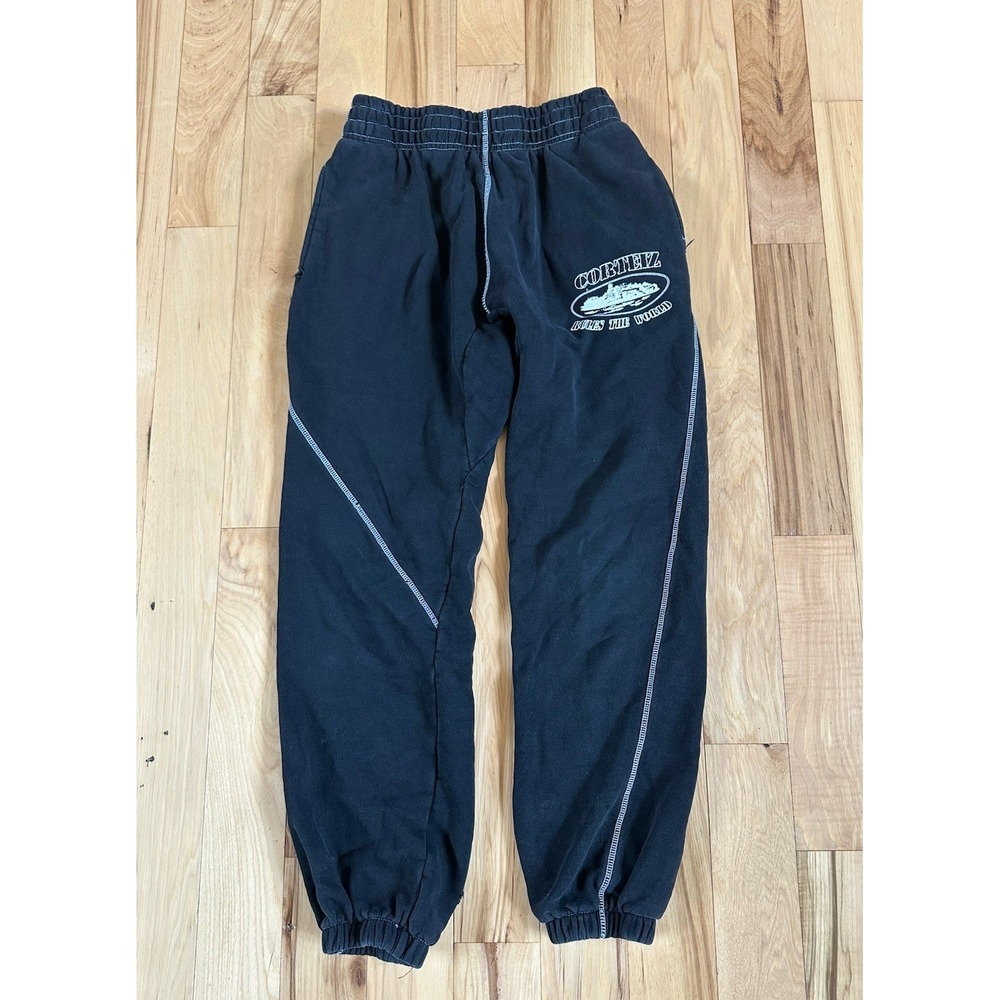 Corteiz Alcatraz Contrast Black White Stitching Sweatpants Size Medium Men's